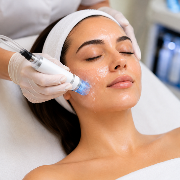 A Hydra Glow Facial in progress at Veloura Aesthetics & Wellness