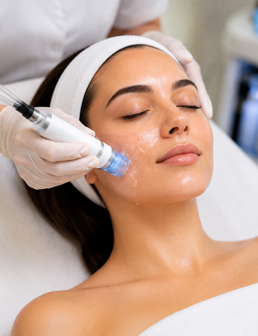 A Hydra Glow Facial in progress at Veloura Aesthetics & Wellness