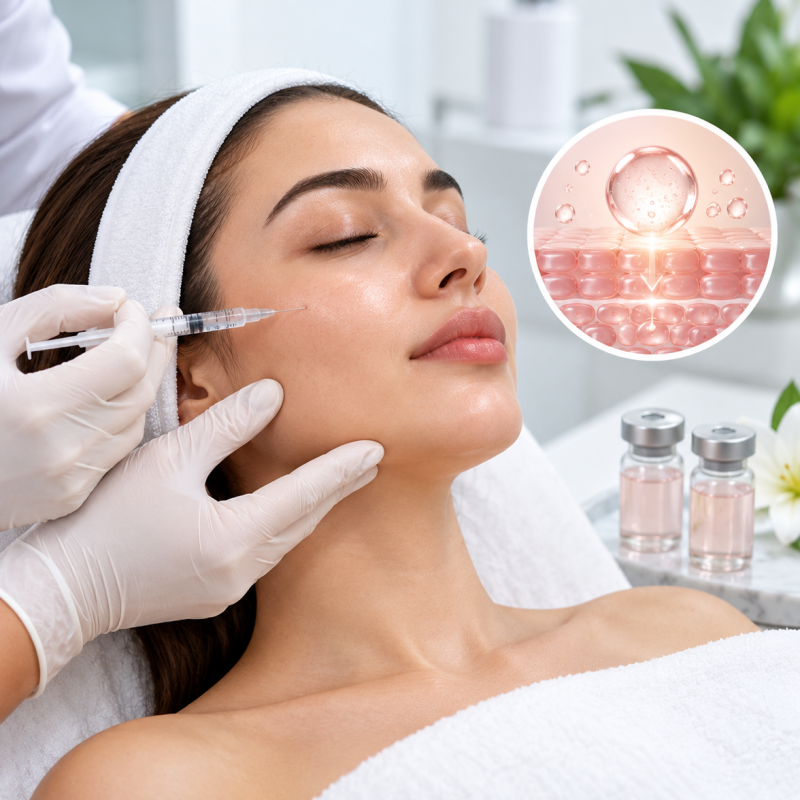A PDRN skin regeneration injection being administered at Veloura Aesthetics & Wellness