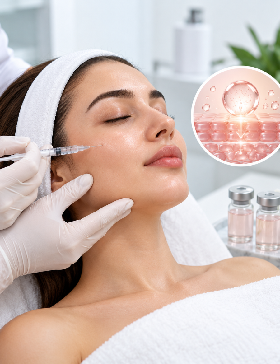A PDRN skin regeneration injection being administered at Veloura Aesthetics & Wellness